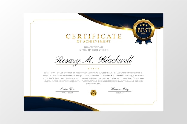 Certificado elegante de logros
