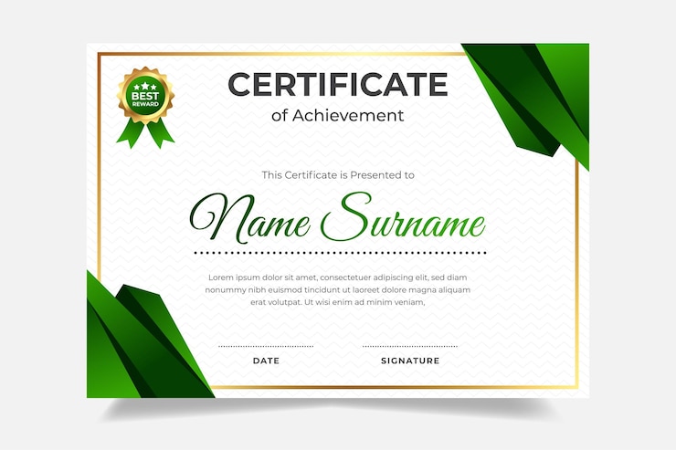 Certificado de empleado del mes con gradiente verde