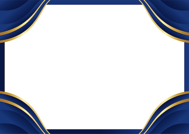 Certificado de esquina azul ondulada de oro Frontera para logros y premios profesionales