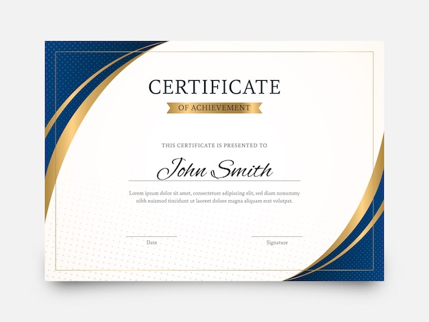 Certificado horizontal de diseño de plantillas de logros.