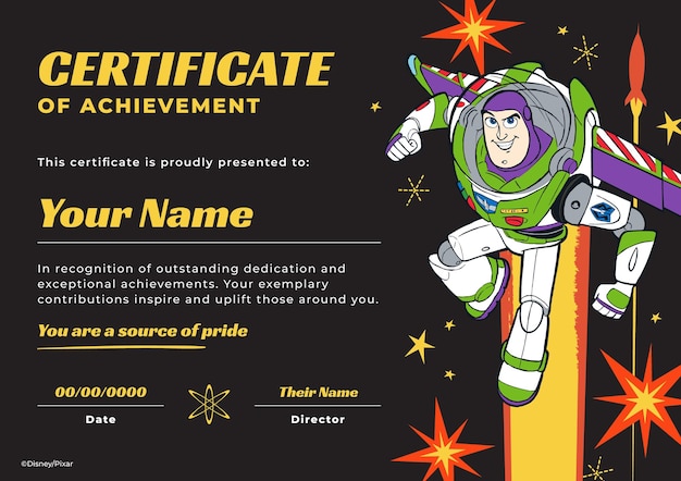 Certificado de logro de Buzz Lightyear
