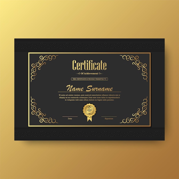 Certificado de logro de lujo mejor premio diseño de diploma