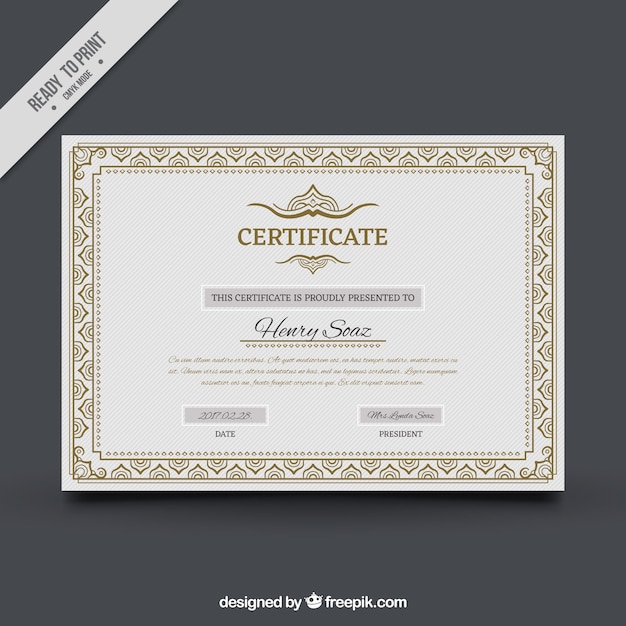 Certificado de logro con marco ornamental
