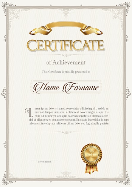 Certificado de logro en marco vintage