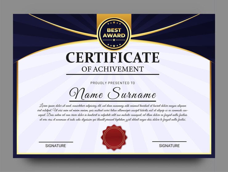 Certificado de logro, mejor certificado de premio