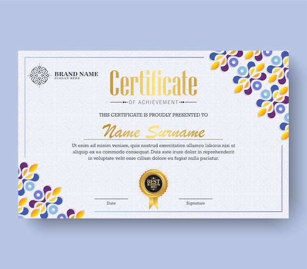 Certificado de logro mejor premio diploma