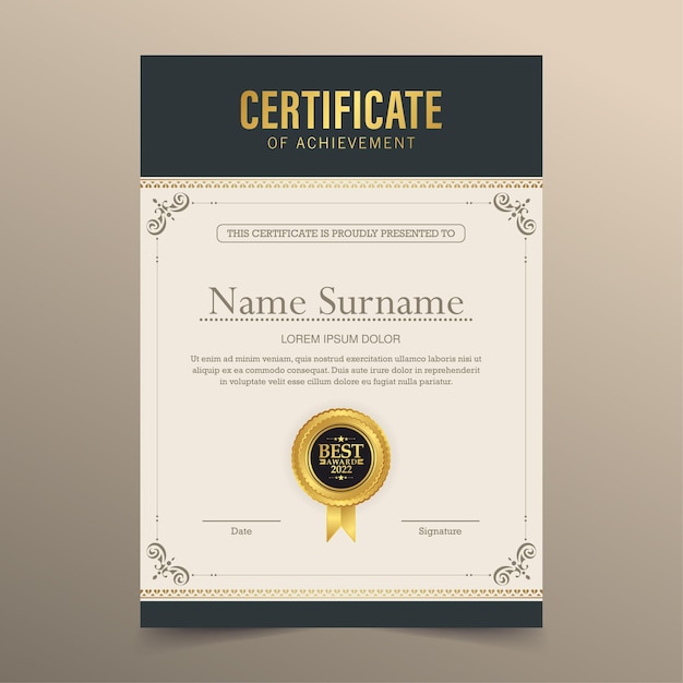 Certificado de logro mejor premio diploma