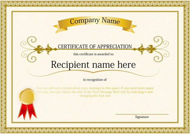 Certificado de logro vectorial en marco vintage