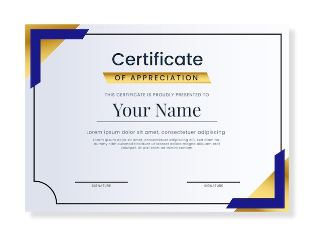Certificado de lujo dorado con gradiente elegante