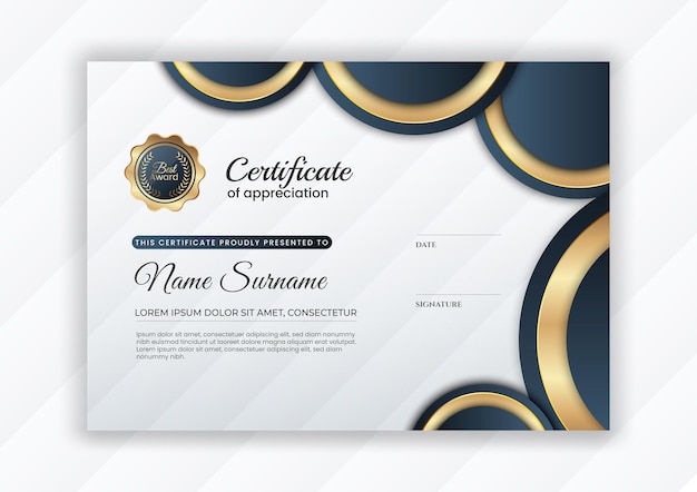 Certificado de lujo dorado gradiente