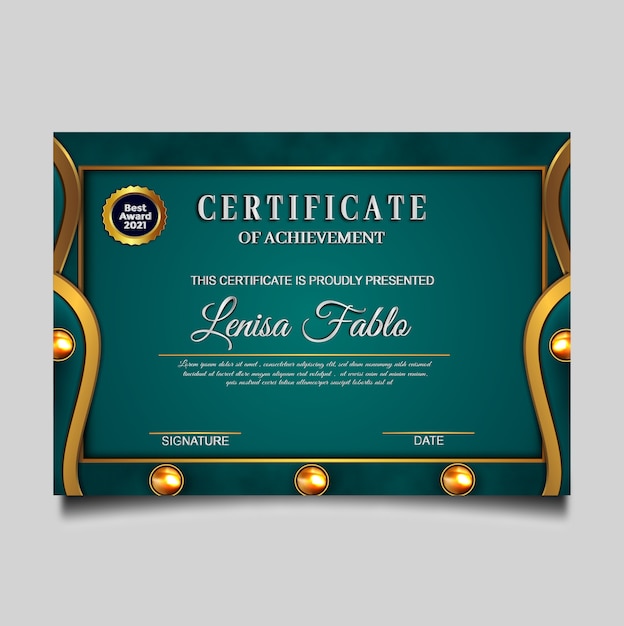 Certificado de lujo logro verde