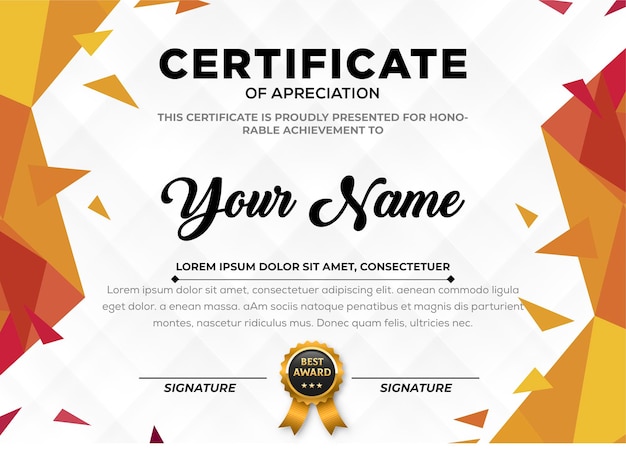 Certificado de lujo moderno