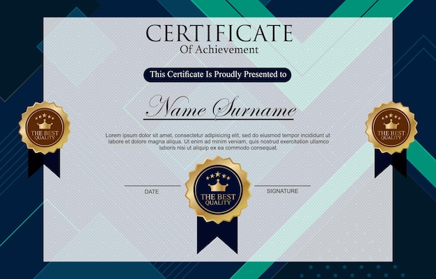 certificado de mejor premio moderno por logro y aprecio recompensa con espacio en blanco gradiente abstracto diseño de fondo negro y azul 8