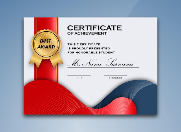 Certificado moderno de logro de vector libre