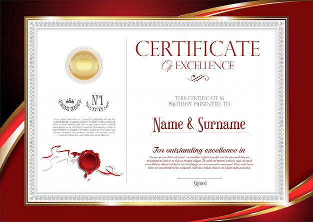 Certificado o diploma de diseño retro vintage.