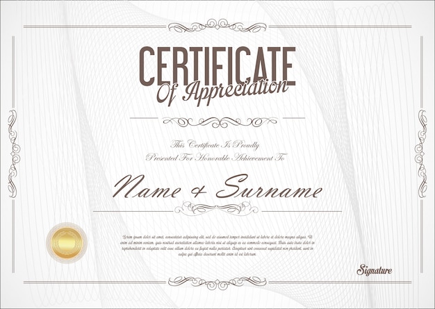 Certificado o diploma de diseño retro