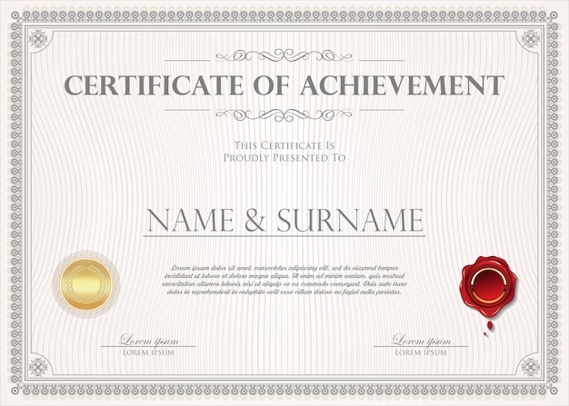 certificado o diploma de diseño retro