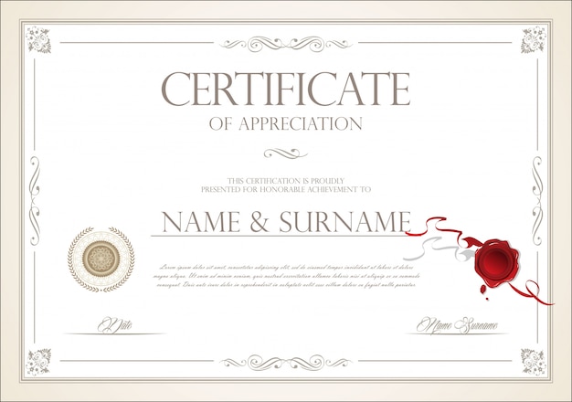 Certificado o diploma de excelencia diseño retro vintage
