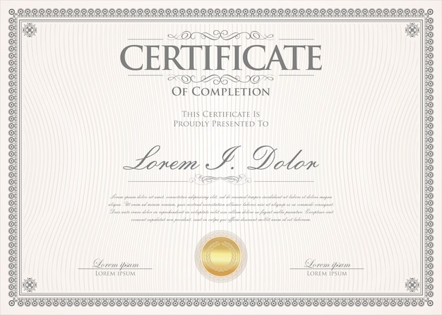Certificado o diploma plantilla de diseño retro vintage