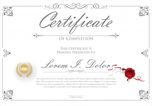 Certificado o diploma plantilla de diseño retro vintage