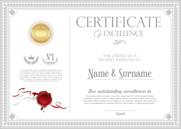 Certificado o diploma plantilla de diseño retro vintage