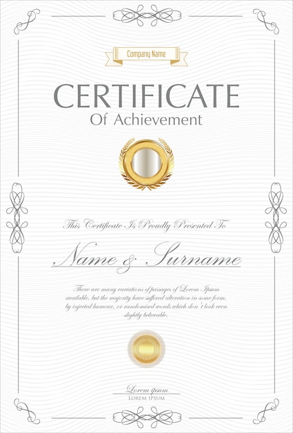 Certificado o diploma plantilla de diseño retro