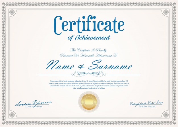 Certificado o diploma plantilla de diseño retro