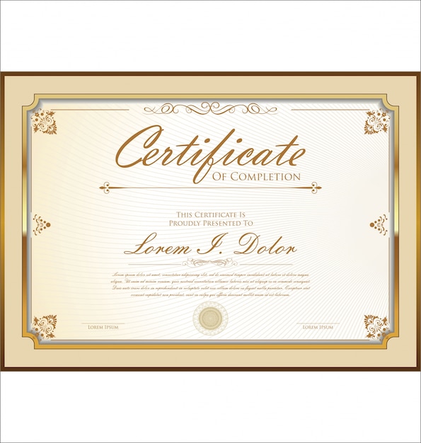 Certificado o diploma plantilla retro ilustración