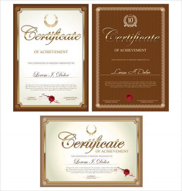 Certificado o diploma plantilla retro vector illustration