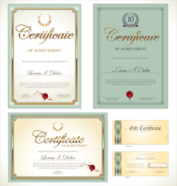 Certificado o diploma plantilla retro vector illustration