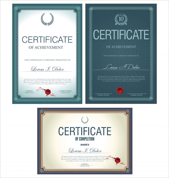 Certificado o diploma plantilla retro vector illustration