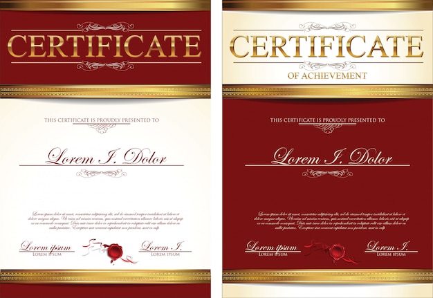 Certificado o diploma plantilla retro vector illustration