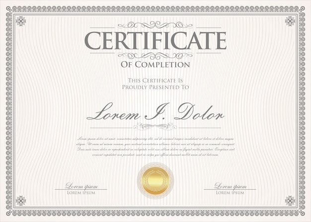 Certificado o diploma retro plantilla de diseño vintage