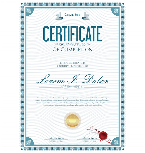 Certificado o diploma retro vintage plantilla