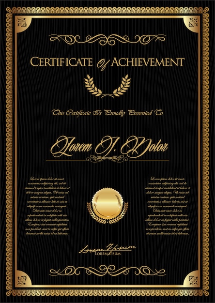 Certificado o diploma retro vintage plantilla