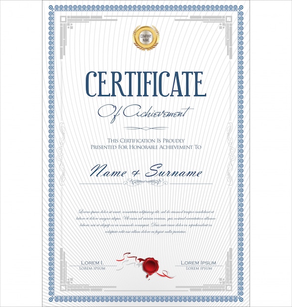 Certificado o diploma retro vintage plantilla