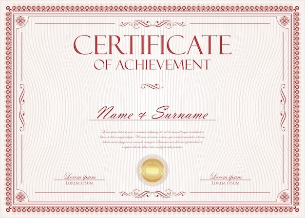 Certificado o diploma retro vintage plantilla