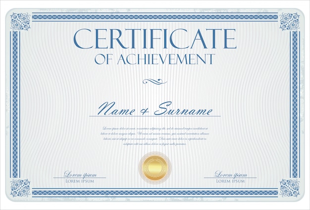 Certificado o diploma retro vintage plantilla