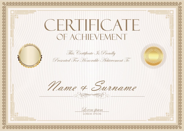 Certificado o diploma retro vintage plantilla