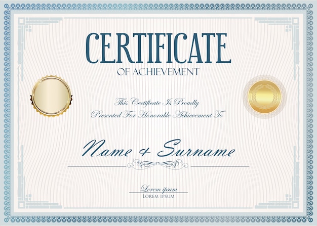 Certificado o diploma retro vintage plantilla