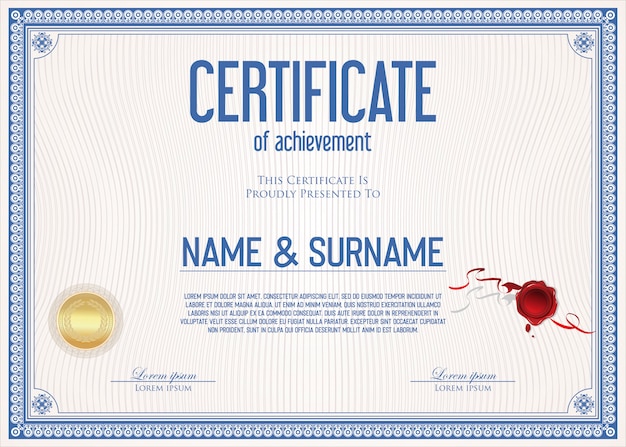 Certificado o diploma retro vintage plantilla