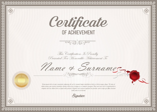 Certificado o diploma retro vintage plantilla