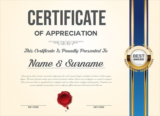 Certificado o diploma retro vintage plantilla