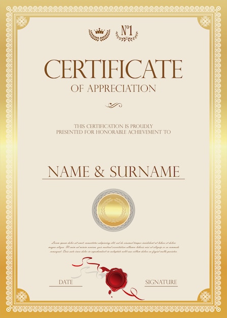 Certificado o diploma retro vintage
