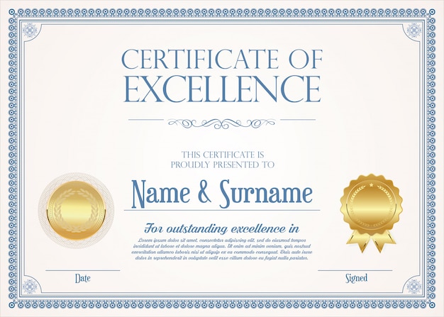 certificado o diploma retro