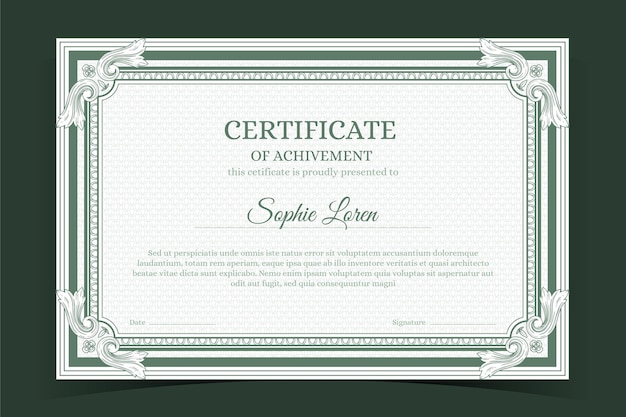 Certificado ornamental dibujado a mano