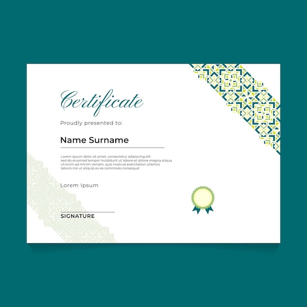 Certificado con ornamento diagonal oriental