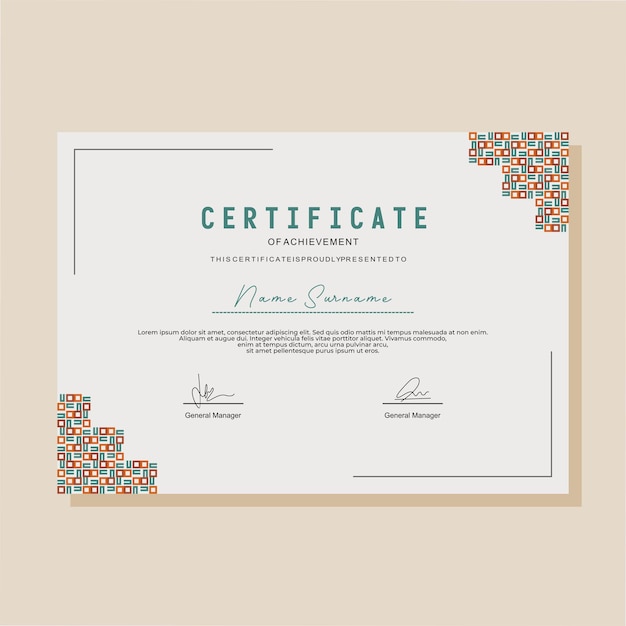 un certificado con la palabra "certificado" en él