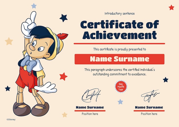 Certificado de Pinocchio