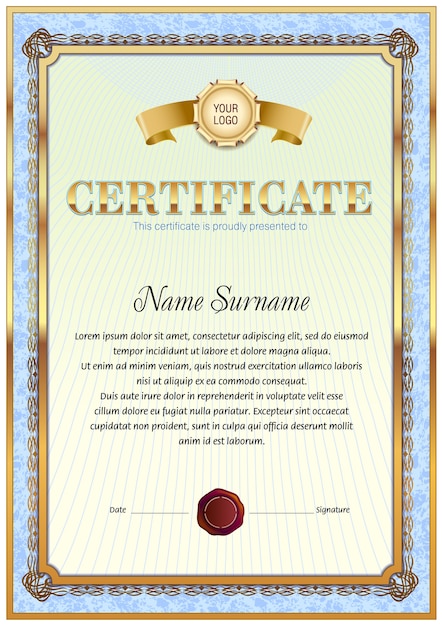 Certificado de plantilla en blanco.